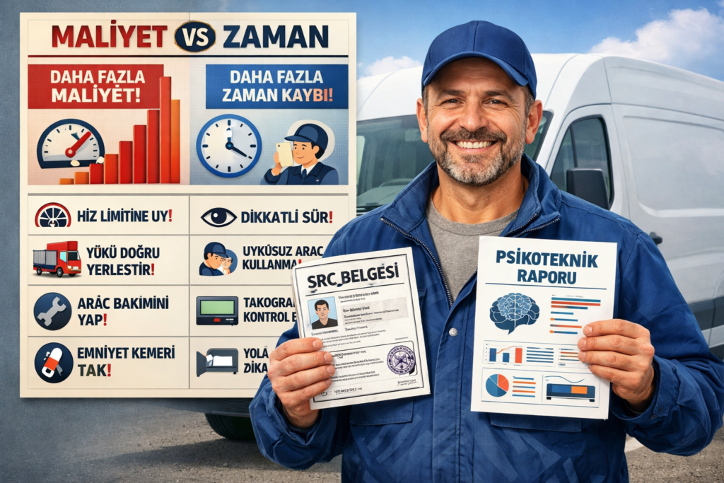 Ankara SRC Eğitim kurumundan SRC belgesi ve psikoteknik raporunu tek çatı altında alarak zaman ve maliyet tasarrufu sağlayan ticari araç şoförü.